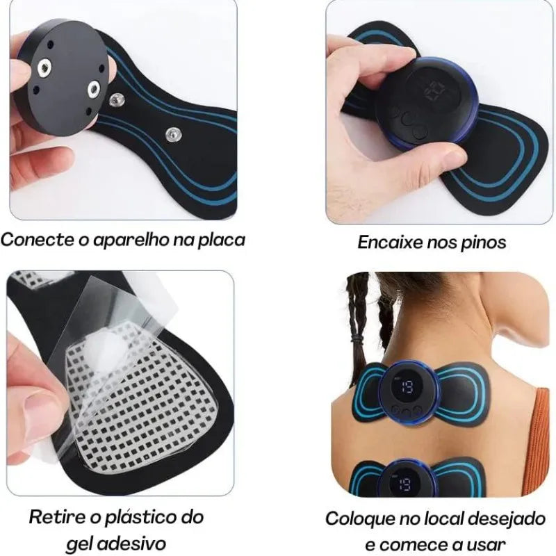 Mini massageador elétrico portátil de estimulação EMS para alívio da dor muscular cervical