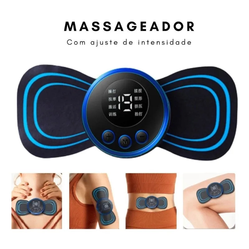 Mini massageador elétrico portátil de estimulação EMS para alívio da dor muscular cervical