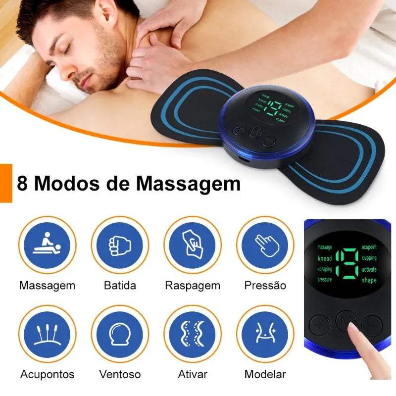 Mini massageador elétrico portátil de estimulação EMS para alívio da dor muscular cervical